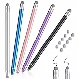 Tablet Stift für alle Tablets, 5pack Touchscreen Stift 2-IN-1 Tablet Stift mit 6mm/4.5mm Faser Spitzen,Hohe Präzision/Empfindlichkeit, kompatibel mit alle Smartphones, Smartwatches