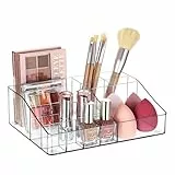 Vtopmart 1-stöckiger transparenter Make-up-Organizer mit Schublade, Kosmetikaufbewahrung für Kommode, Arbeitsplatte und Badezimmer, Kosmetik-Halter für Lippenstift, Pinsel, Hautpflege