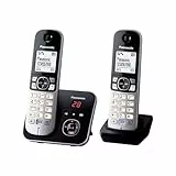 Panasonic KX-TG6822GB DECT Schnurlostelefon mit Anrufbeantworter (strahlungsarm, Eco-Modus, Gap Telefon, Festnetz, Anrufsperre, Duo) schwarz