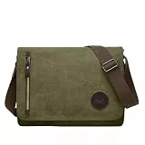 ZHIERNA Umhängetasche für Herren und Damen, Canvas Messenger Bag, Vintage schultertasche für 13,3-Zoll-Laptops, Geeignet für Arbeit und Reisen (Olivgrün)