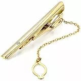 JewelryWe Legierung Krawattenklammer Krawattennadel Strass Gold Golden Kette Business Hochzeit Wedding Einzigartig Polished Herren