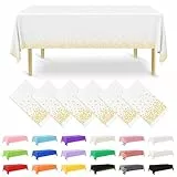 NACHLYNN 6 Stück Einweg Tischdecke 137 x 274 cm Gold und Weiß Rechteckige Tischabdeckung Wasserdicht Gartentischdecke für Festivals Party Hochzeiten Brautpartys Geburtstag Dekorationen