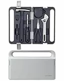 HOTO Werkzeugkoffer Gefüllt, Werkzeug-Set für Haushalt, Handwerkzeug-Set mit Schraubendreher Hammer Spitzzange Rollgabelschlüssel Maßband, Haushalts-Werkzeugkasten für Heimwerker Reparatur, 27×17×7 cm