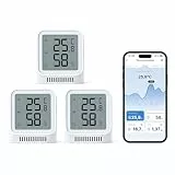 X-Sense 3 Stück WLAN Thermometer Hygrometer Innen mit X-Sense App, Mini Digital Raumthermometer, Angepasster Komfortbereich, Smiley-Indikator, kompatibel mit Alexa, erfordert Basisstation SBS50