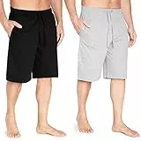 CityComfort Schlafanzug Herren Kurz M-4XL, 2er Pack Pyjama Shorts Herren Sommer mit Gummizug und Taschen, Freizeithose Loungewear, Geschenke für Männer (M, Grau/Schwarz)