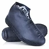 JUDA Wasserdicht Schuhüberzieher, Wiederverwendbare rutschfeste Überschuhe, Für Regen, Schneetag, Wüstenstrand, Schlammige Straßen (L (39-42), Schwarz)