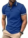 zitysport Poloshirt Herren Kurzarm Shirt Atmungsaktives Golf Polo Shirt Männer Sommer Shirts Sport Basic Slim Fit Tshirt mit Brusttasche Polohemd(Saphirblau-XL)