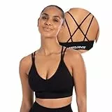 SMILODOX Damen Sport BH Katrin Scrunch - Shaped Fit Top - Blickdicht, V-Ausschnitt, Fester Halt, herausnehmbare Cups, elastisch - Schöner Rückenausschnitt - Ideal für Fitness, Yoga, Workout