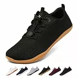 Geweo Barfußschuhe Herren Damen Sommer Bequeme Barfuss Schuhe mit Breite Zehenbox für Sport Fitness Gym Schuhe Leicht Atmungsaktiv Turnschuhe Zero-Drop Gum Sohle Barefoot Sneaker Unisex Schwarz 43EU