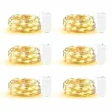 DBFAIRY 6 Pack Mini Lichterkette mit Batterie, 2M 20 LED Micro Lichterkette Silberdraht, Kleine Lichterketten Wasserdicht für DIY Party Hochzeit Garten Weihnachten Beleuchtung Deko (Warmweiß)