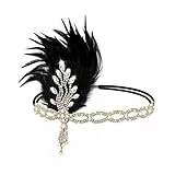 FRCOLOR Federn Stirnband Strass Flapper Kopfschmuck 20er Jahre Stil Flapper Haarband Great Damen Fasching Kostüm Accessoires