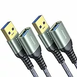 AINOPE 2 Stück 2M USB Verlängerung Kabel USB 3.0 Verlängerungskabel A Stecker auf A Buchse mit eleganten Alluminiumsteckern, Nylon Stoffmantel für Kartenlesegerät,Tastatur, Drucker, Scanner, Kamera