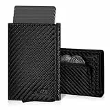 AISIR Wallet, Herren und Damen Geldbörse mit RFID-Schutz, 8 Fächer für Kreditkarten, Slim Wallet mit Münzfach, Carbon Schwarz