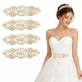 Milisten 4 Stück Kristall Strass Applikationen - Goldene Aufnäher für Hochzeitsgürtel und Brautkleider - DIY Schärpen Patch zum Aufnähen oder Aufbügeln - Kopfschmuck Dekoration