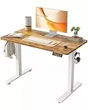 BEXEVUE Höhenverstellbarer Schreibtisch 100×60 cm, Schreibtisch Höhenverstellbar Elektrisch, Steh-Sitz Tisch mit 2 Memory-Funktionen, Computertisch, Helle antike Optik