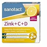 sanotact Zink + C + D (20 Lutschtabletten) • Zink Tabletten mit Vitamin C & Vitamin D3 • 3-fach Formel für Immunsystem • Immun Vitamine • Zink Lutschtabletten • Fruchtiger Zitronengeschmack