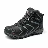 NORTIV 8 Herren Outdoorschuhe Wanderstiefel Trekking Wanderschuhe Wasserdicht Mid Kletterschuhe Bergsteigen Hiking Boots Armadillo Serien,Size 46,Schwarz/Grau,160448_M-E