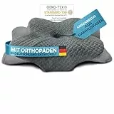 Glückstoff® Kissenbezug für Orthopädisches Kissen [mit Kühl- und Wärmeeffekt] aus Bambusfaser und Spandex | Weich & Kuschelig | Ersatzbezug | Grau | Version: Ergo