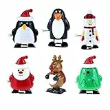 iPobie 6 Stücke Kinder Weihnachten Aufziehspielzeug Wind Up Pinguin Rentier Weihnachtsbaum Schneemann Weihnachtsmann Figur Uhrwerk Spielzeug