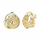 JOLCHIF Ohrclips Damen Gold Knoten Tropfen Ohne Ohrlöcher 18 Karat Vergoldet Statement Ohrringe Pfosten Liebesknoten Ohrringe Clip