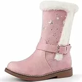 Harvest Land Mädchen Warm Gefütterte Schneestiefel Halblange Winterstiefel Kinder Lauflernschuhe Weite: Mittel Lose Einlage rosa34