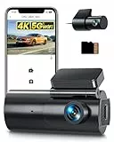 GKU Dashcam Auto Vorne Hinten 4K+1080P, 5GHz WiFi Dashcam mit 64GB SD Karte, Auto Kamera mit Super Nachtsicht, WDR, 170° Weitwinkel, Parküberwachung, G-Sensor, Loop-Aufnahme, APP Steuerung, Max 256GB