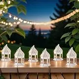 MARRAKESCH 6er Set Orientalische Laterne Gadi Weiss Klar 12cm Windlichter Laternen für draußen als Balkon deko oder innen als Fensterbank Dekoration