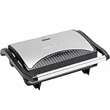 Clatronic® Kontaktgrill | beidseitiges fettfreies Grillen | 700W | antihaftbeschichtete Grillplatten | extra tiefen Rillen für intensives Grillmuster | Panini Grill | Kontaktgrill Toaster | MG 3519