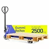 Pallit Hubwagen 2500 kg aus Stahl 1150 mm Gabellänge Five-R Gummirollen Gabelhubwagen Handhubwagen Palettenwagen Blau