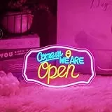 Open Neon Schild, LED We Are Open Neon Sign für Wand Deko, Dimmbare Neonlichter USB Power für Business Bar Pub Restaurant Kaffee Club Dessert Store Hotel Shop