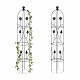 Relaxdays Rankhilfe Obelisk, 2er Set, HxD: 103x20 cm, Ranksäule Kletterpflanzen, Metall, freistehend, Rosenturm, schwarz