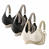 3er Pack Klassische BHS Damen Ohne Bügel Seamless Bra Push Up Sport BH Große Brüste Starker Halt Bustier Verstellbarem Unterwäsche Nahtlos BH-Set Schlaf BHS Gepolstert für Alltag Yoga