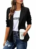 Cicy Bell Damen Casual Langarm Blazer Revers Büro Arbeit Blazer Jacke Schwarz XXL