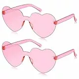 SelfTek 2 Stück Herz Brille Rosa - Party Brille Herz Sonnenbrille Magische Farben, Hippie Brille Aper-ol Kostüm, Lustige Partybrillen für Fasching Foto Requisiten Geburtstagsfeier für Erwachsene