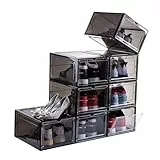 Attelite Transparente Schuhboxen, 8 Stück, stapelbare Kunststoff-Schuhbox mit transparenter Tür, als Schuh-Aufbewahrungsbox und Schuh-Box, einfache Montage, passend bis US-Größe 12 (34x26.9x18.8 cm)