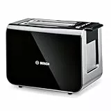 Bosch Toaster Styline TAT8613N, integrierter Brötchenaufsatz, Liftfunktion, Auftaufunktion, Abschaltautomatik, Brotzentrierung, 800 W, Edelstahl/schwarz