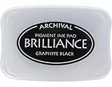 Tsukineko Brilliance Stempelkissen - Schwarz, Graphite Black - Groß - Beständig Gegen Ausbleichen, Deckend, Wasserfest - Embossing