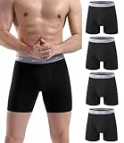 wirarpa Boxershorts Herren Baumwolle Männer Unterhosen Stretch Unterwäsche Men Boxer mit Eingriff ohne Etikett 4er Pack Schwarz Größe M