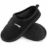 HomeTop Damen Bequeme Gesteppte Hausschuhe Weich Rutschfest Wolle-ähnliche Memory Schaumstoff Schlafzimmer Hausschuhe Dunkles Schwarz,38-39 EU