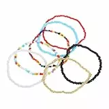 Holibanna 7Pcs Boho Bunte Fußkettchen Strand Fußkettchen für Frauen Mädchen Perlen Stapelbar Armband Handgelenk Ketten Einzigen Schicht Armbänder für Frauen