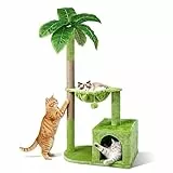 Kratzbaum, Zvonema Stabil Katzenbaum 110cm, Katzenkratzbaum mit 21,5cm Dicke Sisal-Seil Kratzsäulen, 1 Höhlen, 2 Kratzsäulen, 1 Korb, 1 Plüschball, Katzen Baum für 2-3 Kleine & Große Katzen, Grün