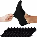 FALARY Sneaker Socken Damen Füßlinge Damen Herren Footies Unsichtbare Kurze 10 Paar Sneaker Socken Großes Silikonpad Verhindert Verrutschen_Schwarz_39-42