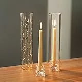 NUPTIO Kerzenständer Stabkerzen Stabkerzenhalter Glas - 2 Stück Kerzenhalter Stabkerze Glaszylinder für Kerzen 30cm Hoch Glasaufsatz Hochzeit Tischdeko Weihnachten Tafelaufsatz Esstisch Kaminsims
