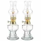 PORFOYO Petroleumlampe, 2 Stück Öllampe aus Glas, Petroleum-Sturmlaterne, Öllampe Laterne, Sturmlaterne Petroleum, Vintage Kerosin Lampe, Laternenkammer Öllampes für Indoor, Haus, Garten, Camping
