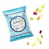 Logbuch-Verlag 50 mini Gummibärchen Tüten Gastgeschenke Schön, dass du da bist blau für Hochzeit, Geburtstag & Taufe