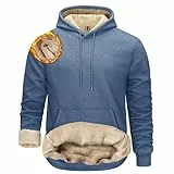 TACVASEN Kapuzenpullover Herren Fleece Hoodie Gefüttert Thermo Pullover Winter Warm Hooded Sweatshirt mit Kapuze, Blau, L