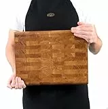 B4K® Schneidebrett aus Eiche Stirnholz 40 × 30 cm – Massiver Hackblock | Antibakterielles Hirnholzbrett mit Griffen & Silikonfüßen | Perfekt für Küche, Fleisch & BBQ