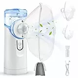 Inhalator,Inhalationsgerät tragbar Vernebler Set,Geräuscharmes Inhalator mit Mundstück,Inhalator Vernebler für Kinder und Erwachsene,Inhalator mit Mundstück,USB-Cwiederaufladbar-Blau