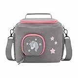 JP Journey Tasche für Toniebox - Transporttasche für 10 Figuren und Box, Reise und Auto (Grau-Rosa Einhorn)