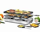 ROMMELSBACHER Pizza Raclette RCP 1800, Wendeplatte (Grillmuster/Crêpes), Pizzafunktion, keramische Antihaftbeschichtung (PFAS-frei), Parkdeck, 2 m Kabel, Ein/Ausschalter, stufenlose Temperaturregelung